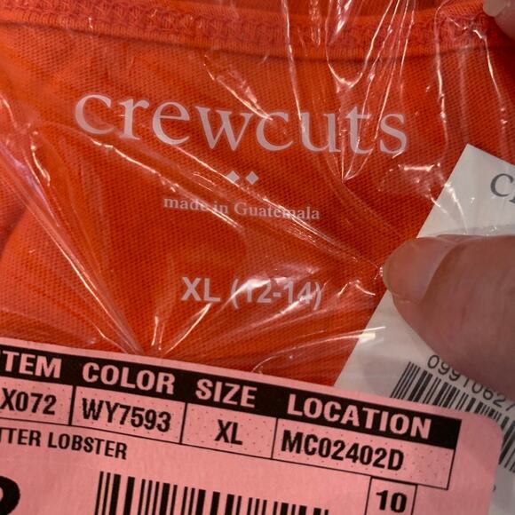 NWT J Crew Girls' Orange & Glitter Pink Lobster Graphic Tank Top - Picture 6 of 7
